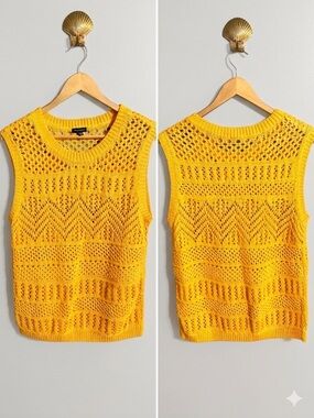 NWT Talbots Goldenrod Pointelle Knit Sweater Vest M